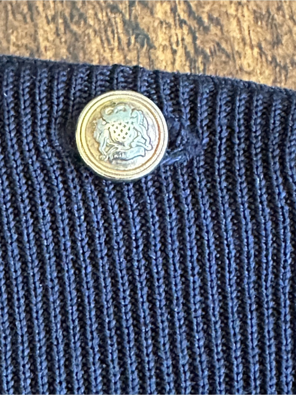 Lauren Ralph Lauren | 100% Silk Navy Mockneck Button Shoulder Sweater, Size L - Picture 4 of 8